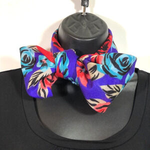 Vintage Glentex 30" Square Scarf Floral Purple Red Teal w/ Fringe, Japan Made